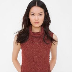White House Black Market Rust Sleeveless Turtleneck Sweater